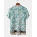 Banggood Design Men Rayon Tropical Leaf Ethnic Border Print Breathable Henley Shirts