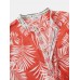 Banggood Design Men Rayon Tropical Leaf Ethnic Border Print Breathable Henley Shirts