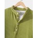 Corduroy Half Open Button Mens Henley Shirts