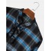 Mens Plaid Ombre Bandage Front Casual Long Sleeve Henley Shirts