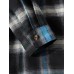 Mens Plaid Ombre Bandage Front Casual Long Sleeve Henley Shirts