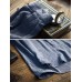 Mens 100% Cotton Vintage Solid Color Button Fly Stand Collar Long Sleeve Casual T-shirts