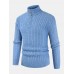 Mens Solid Color Twist Knit Half Zipper High Neck Winter Warm Sweater