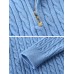 Mens Solid Color Twist Knit Half Zipper High Neck Winter Warm Sweater