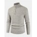 Mens Solid Color Twist Knit Half Zipper High Neck Winter Warm Sweater