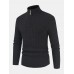 Mens Solid Color Twist Knit Half Zipper High Neck Winter Warm Sweater