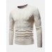 Mens Chevron Knitted Solid Color Crew Neck Slim Fit Casual Sweater