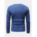 Mens Chevron Knitted Solid Color Crew Neck Slim Fit Casual Sweater