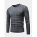 Mens Chevron Knitted Solid Color Crew Neck Slim Fit Casual Sweater