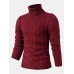 Mens Twisted Knitted High Neck Solid Color Casual Basic Sweater