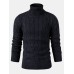 Mens Twisted Knitted High Neck Solid Color Casual Basic Sweater