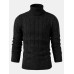 Mens Twisted Knitted High Neck Solid Color Casual Basic Sweater