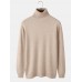 Mens Solid Color High Neck Cotton Knit Casual Long Sleeve Sweaters