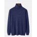 Mens Solid Color High Neck Cotton Knit Casual Long Sleeve Sweaters