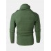 Mens Warm Solid Color Round Neck Long Sleeve Knitted Sweaters With Scarf