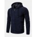 Mens Knitted Zipper Front Solid Color Warm Long Sleeve Hooded Sweater Hoodie Jacket
