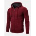 Mens Knitted Zipper Front Solid Color Warm Long Sleeve Hooded Sweater Hoodie Jacket