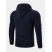 Mens Knitted Zipper Front Solid Color Warm Long Sleeve Hooded Sweater Hoodie Jacket