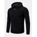 Mens Knitted Zipper Front Solid Color Warm Long Sleeve Hooded Sweater Hoodie Jacket