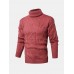 Mens Rib-Knit High Neck Solid Long Sleeve Casual Pullover Sweaters