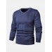 Mens Basic Solid Color V-Neck Knitted Casual Long Sleeve Sweater