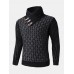 Mens Graphics Knitted Texture High Neck Warm Pullover Sweaters