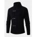 Men Cable Knitted Textured Buckle High Neck Solid Front Zipper Outdoor Sweaters