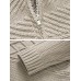 Men Cable Knitted Textured Buckle High Neck Solid Front Zipper Outdoor Sweaters