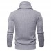 Mens Casual Knit Flexible Breathable Thickened Buttons Solid Color Winter Long Sleeve Sweaters