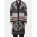 Mens Mid Long Ethnic Printing Pattern Chic Cardigans Coats