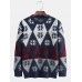 Men New Fashion Round Neck Rhomboids Pullover Sweaters