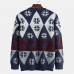 Men New Fashion Round Neck Rhomboids Pullover Sweaters