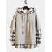 Men Hooded Sweaters Japanese Casual Lattice Stitching Jacket