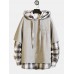 Men Hooded Sweaters Japanese Casual Lattice Stitching Jacket