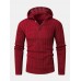 Mens Cable Solid Color Long Sleeve Warm Knitting Hooded Sweaters