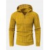 Mens Cable Solid Color Long Sleeve Warm Knitting Hooded Sweaters