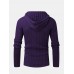 Mens Cable Solid Color Long Sleeve Warm Knitting Hooded Sweaters