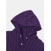 Mens Cable Solid Color Long Sleeve Warm Knitting Hooded Sweaters