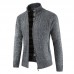 Mens Casual Thick Knit Breathable Stand Collar Warm Cardigan