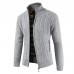 Mens Casual Thick Knit Breathable Stand Collar Warm Cardigan