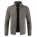 Mens Casual Thick Knit Breathable Stand Collar Warm Cardigan