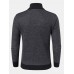 Men Knit Pure Solid Pullover Zip Stand Collar Velvets Warm Sweater