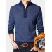 Men Knit Pure Solid Pullover Zip Stand Collar Velvets Warm Sweater