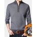 Men Knit Pure Solid Pullover Zip Stand Collar Velvets Warm Sweater