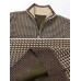 Men Vintage Knitted Stand Collar Contrast Color Plus Velvets Half Zipper Sweater Sweaters