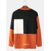 Mens Contrast Color Abstract Figure Print Crew Neck Casual Pullover Sweater