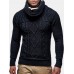 Mens Turtleneck Cable Warm Long Sleeve Knitted Sweaters