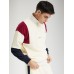 Men Corduroy Colorblock Patchwork Letter Embroidered Zipper Pullover Sweatshirts