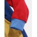 Mens Corduroy Colorblock Patchwork Half Button Pouch Pocket Drawstring Hoodies