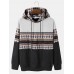 Men Floral Patchwork Contrast Color Drawstring Hooded Sweatshirts